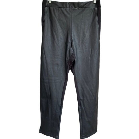Pamela McCoy Faux Tapered Leather Pants Plus Size 3X Pull On PU Black Slits NWT - Picture 1 of 8
